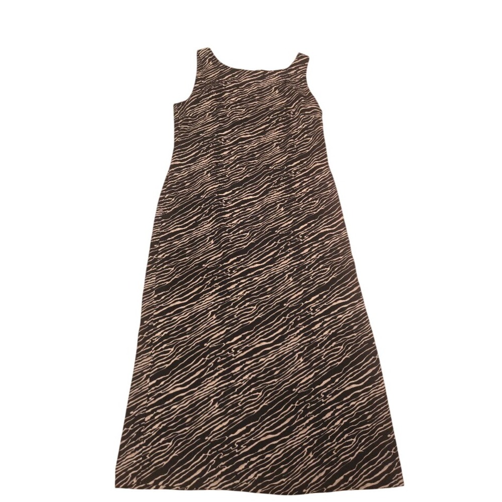 Studio I Womens Zebra Print Sleeveless Maxi Dress Black Tan Size 14 90's style